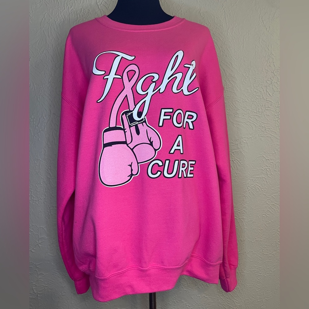 Gilden 50/50 Fight For The Cure Pink Womens Sweatshirt Size Large